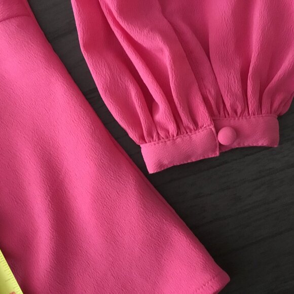 ASOS Colorblock Knot Front Blouse – Bold Red & Pink Statement Top Sz 10 - Picture 11 of 12